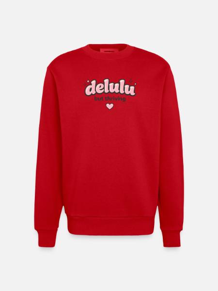 Delulu Thriving Logo - Heavyweight Oversized Organic Crew Neck Made in EU - Rot