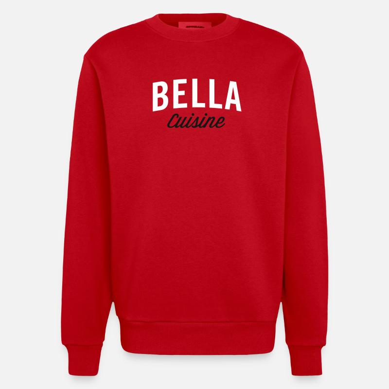 Bella Kitchen Typography - Heavyweight Oversized Organic Crew Neck Made in EU - red