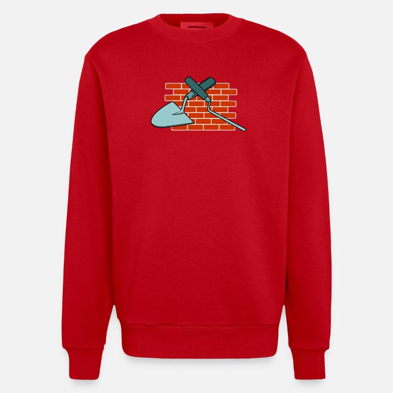 Mur A Joint Clou Et Truelle - Sweat bio épais oversize fabriqué en UE - rouge
