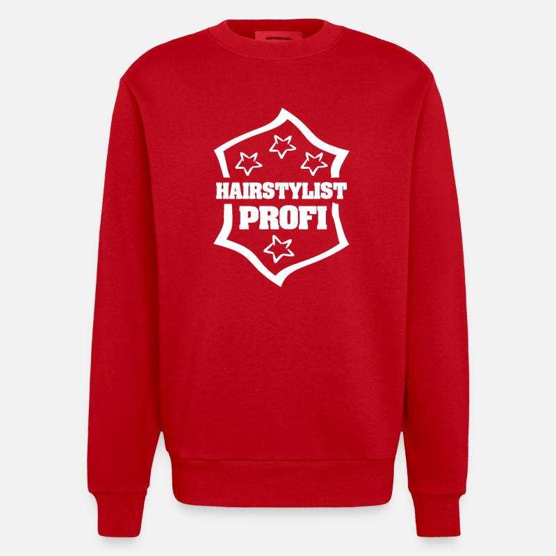 Le métier de coiffeur - Sweat bio épais oversize fabriqué en UE - rouge