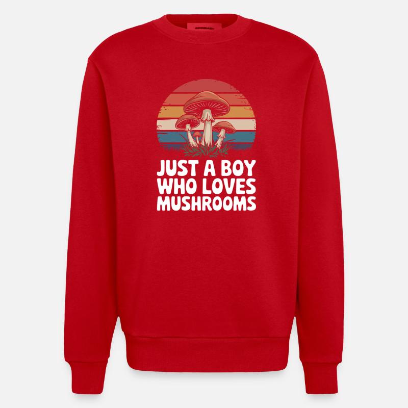 Champignons Champignons Champignon Champignon - Sweat bio épais oversize fabriqué en UE - rouge