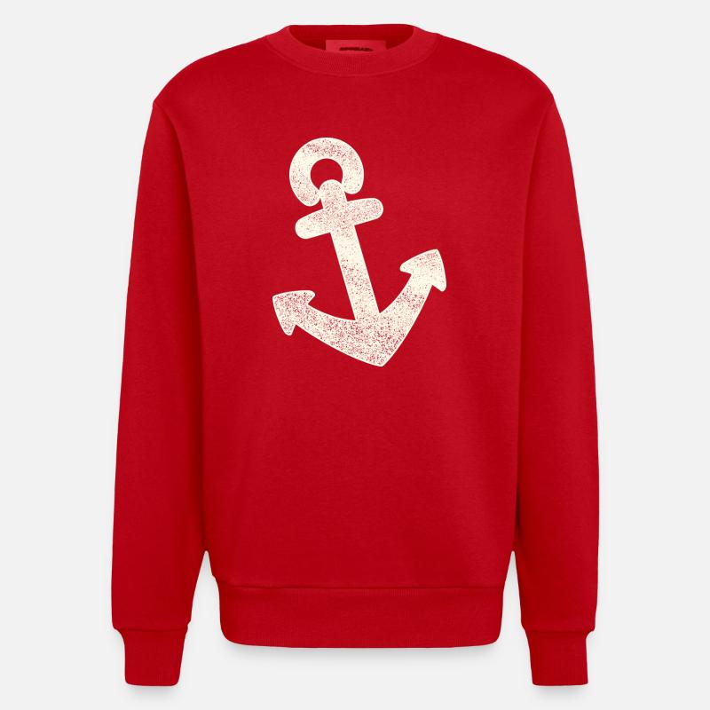 Anker distressed - Heavyweight Oversized Organic Crew Neck Made in EU - Rot