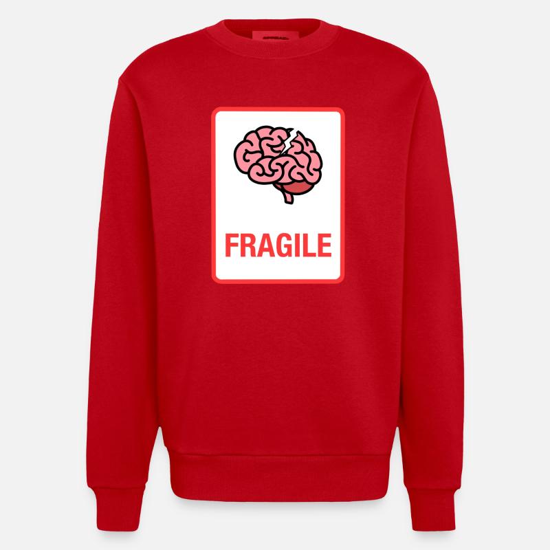 Zerbrechlich - Heavyweight Oversized Organic Crew Neck Made in EU - Rot