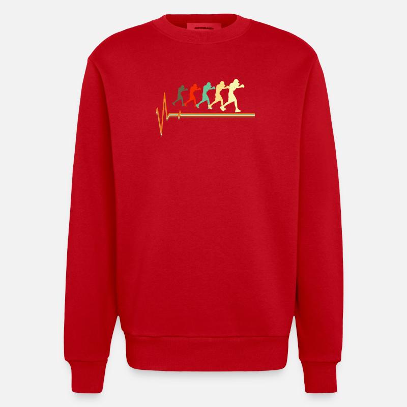 Boxe Heartbeat Evolution Rétro Fighter Design - Sweat bio épais oversize fabriqué en UE - rouge