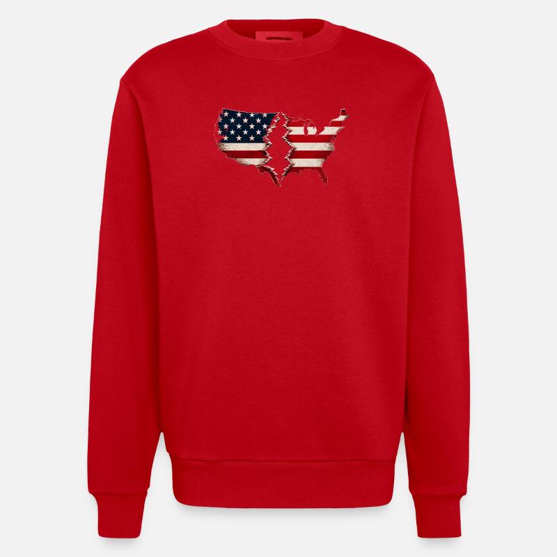 Drapeau américain de Broken Heart - Sweat bio épais oversize fabriqué en UE - rouge