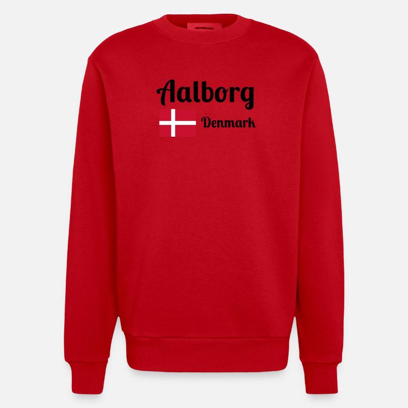 Aalborg, Danemark - Imprimés élégants - Sweat bio épais oversize fabriqué en UE - rouge