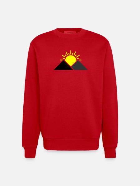 Sun Mountains Landscape - Heavyweight Oversized Organic Crew Neck Made in EU - red