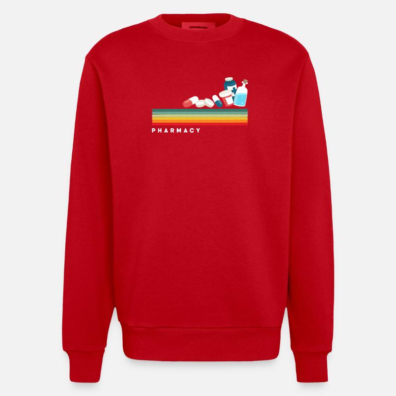 Retro pharmacist pharmacy technician - Heavyweight Oversized Organic Crew Neck Made in EU - red