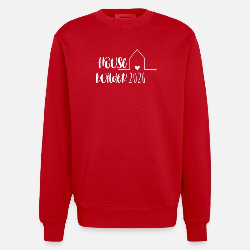 Housebuilder 2026 Gift Home Construction - Heavyweight Oversized Organic Crew Neck Made in EU - red