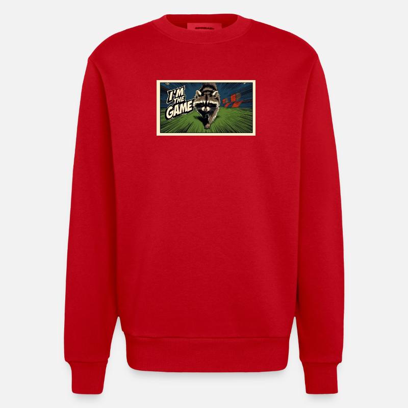 Ich bin das Game Waschbär - Heavyweight Oversized Organic Crew Neck Made in EU - Rot