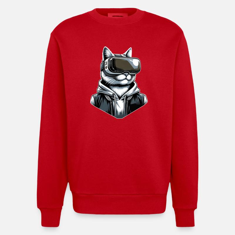 Katze VR-Brille Virtual Reality - Heavyweight Oversized Organic Crew Neck Made in EU - Rot