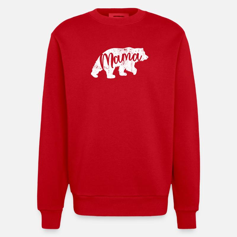 Mama Bear Script Logo - Sweat bio épais oversize fabriqué en UE - rouge