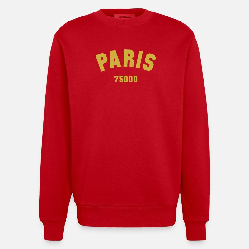 PARIS Postal code - Heavyweight Oversized Organic Crew Neck Made in EU - red