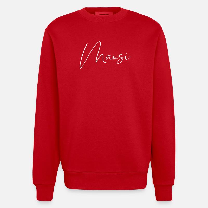 Mausi / Conception d’écriture manuscrite (Blanc) - Sweat bio épais oversize fabriqué en UE - rouge