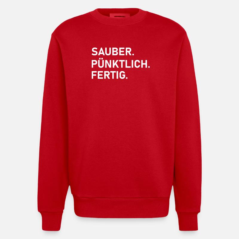 Propre. A temps. Travail professionnel. - Sweat bio épais oversize fabriqué en UE - rouge