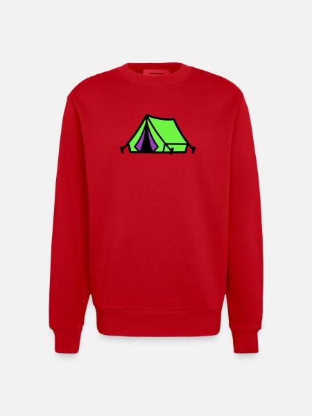 Festival Tent Camping Icon - Heavyweight Oversized Organic Crew Neck Made in EU - red