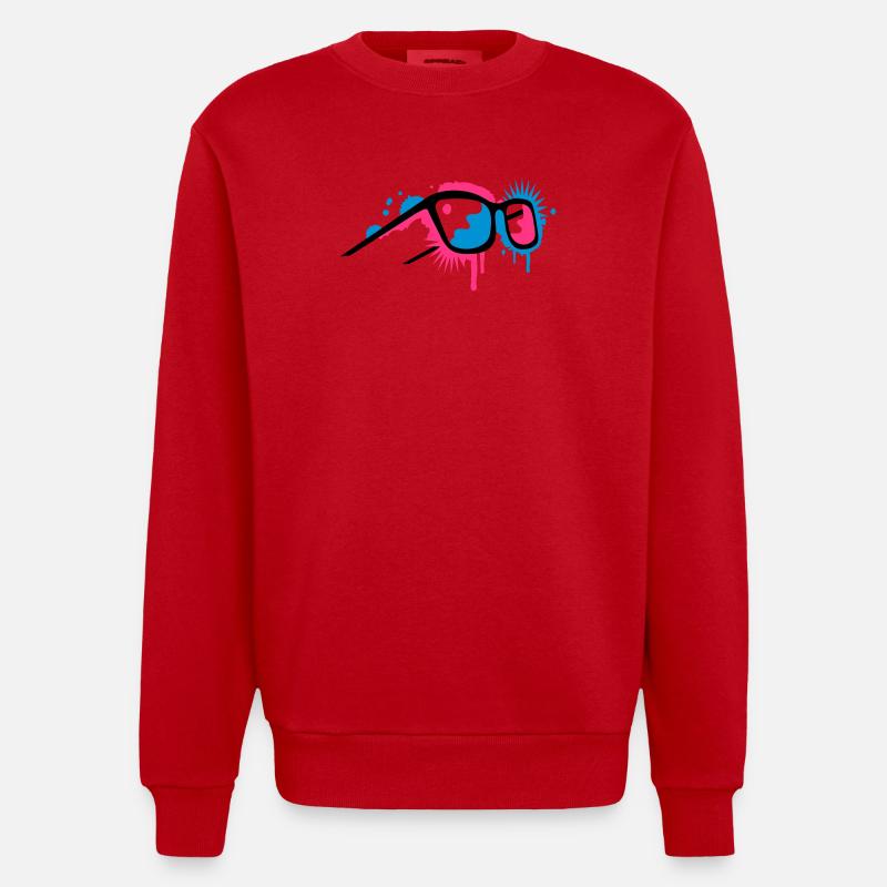3D Brille im Graffiti Stil - Heavyweight Oversized Organic Crew Neck Made in EU - Rot
