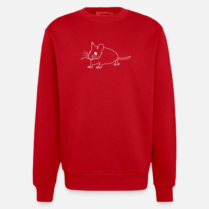 Mouse lineart - Heavyweight Oversized Organic Crew Neck Made in EU - red