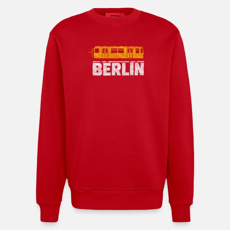 Graphique du tramway de Berlin - Sweat bio épais oversize fabriqué en UE - rouge