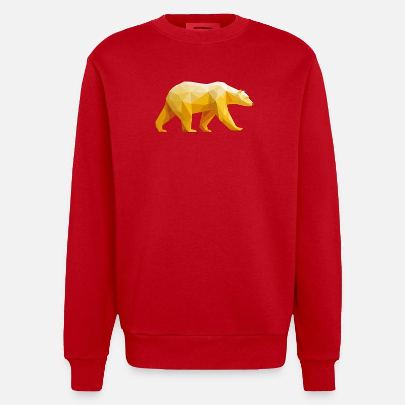 Polar Bär Polygon Eisbär Winter - Heavyweight Oversized Organic Crew Neck Made in EU - Rot