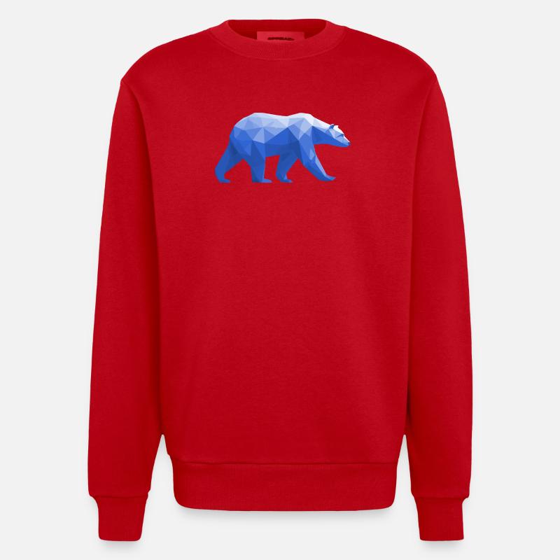 Polar Bär Polygon Eisbär Winter - Heavyweight Oversized Organic Crew Neck Made in EU - Rot
