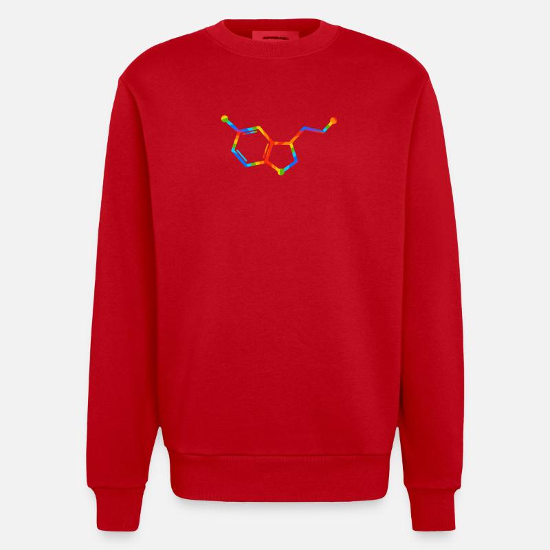 Rainbow Molecule Geometry - seratonin - Heavyweight Oversized Organic Crew Neck Made in EU - red