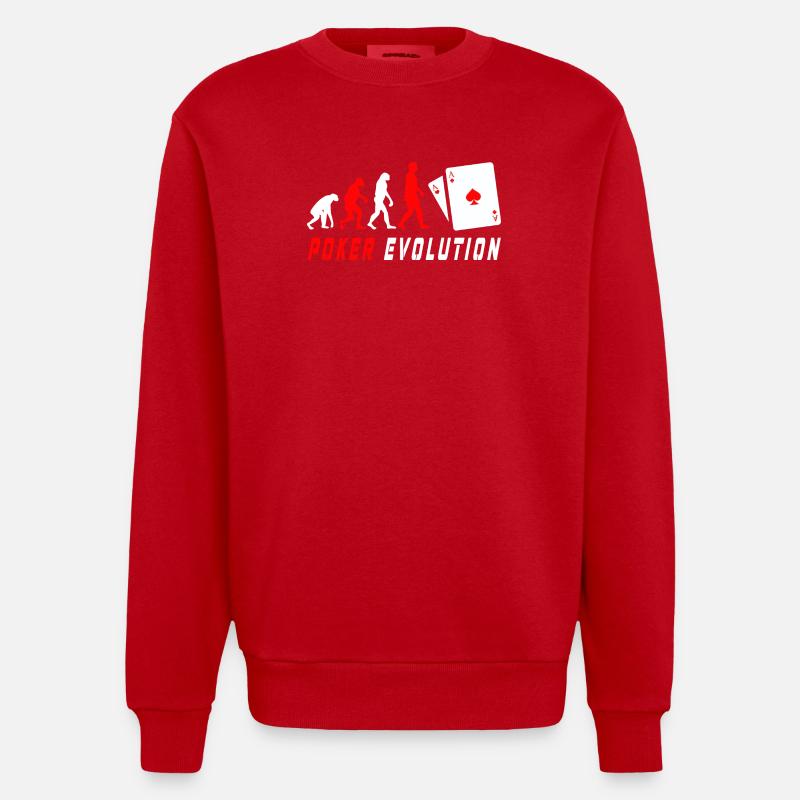 Évolution du poker - Sweat bio épais oversize fabriqué en UE - rouge