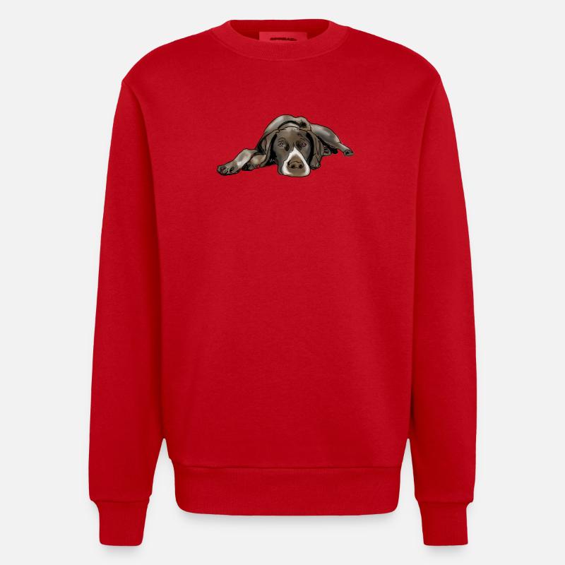 Pointer Deutsch Kurzhaar - Heavyweight Oversized Organic Crew Neck Made in EU - Rot