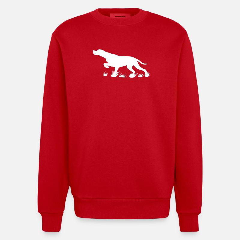 Pointer vorstehend (weiss) - Heavyweight Oversized Organic Crew Neck Made in EU - Rot