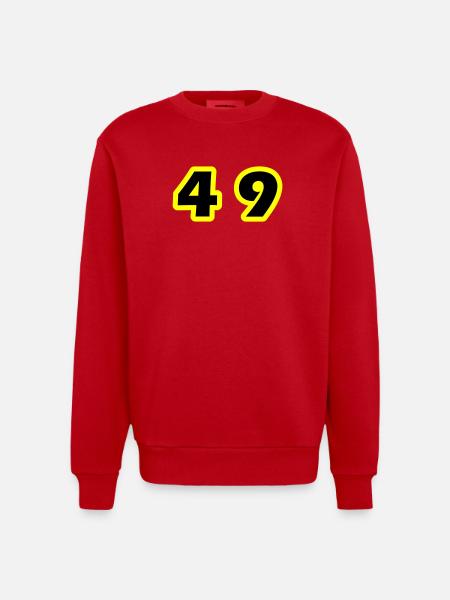 49 Number symbol - Heavyweight Oversized Organic Crew Neck Made in EU - red