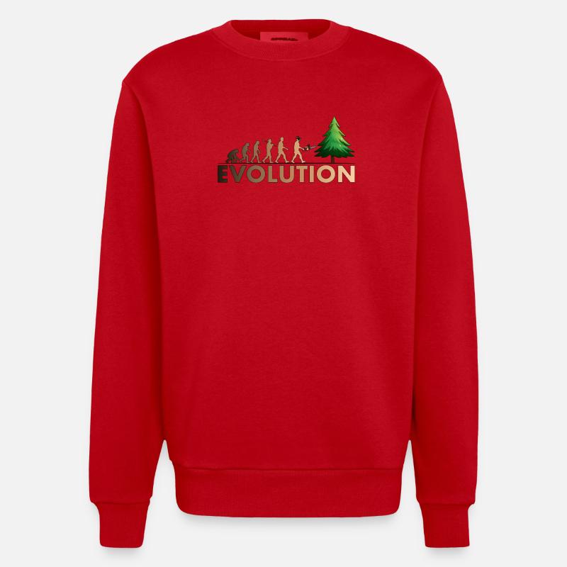 Kettensägen Evolution Farbe - Heavyweight Oversized Organic Crew Neck Made in EU - Rot