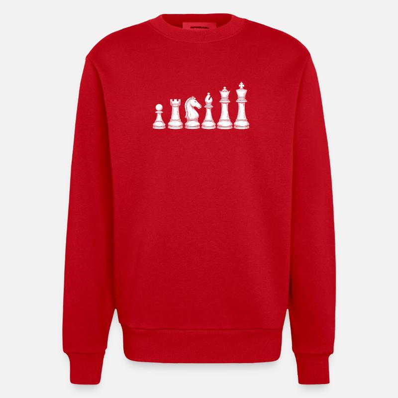 Cavalier d’échecs ornemental – Conception - Sweat bio épais oversize fabriqué en UE - rouge