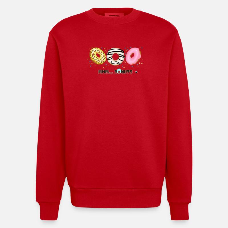 Glazed Donuts with Sprinkles Illustration - Heavyweight Oversized Organic Crew Neck Made in EU - red