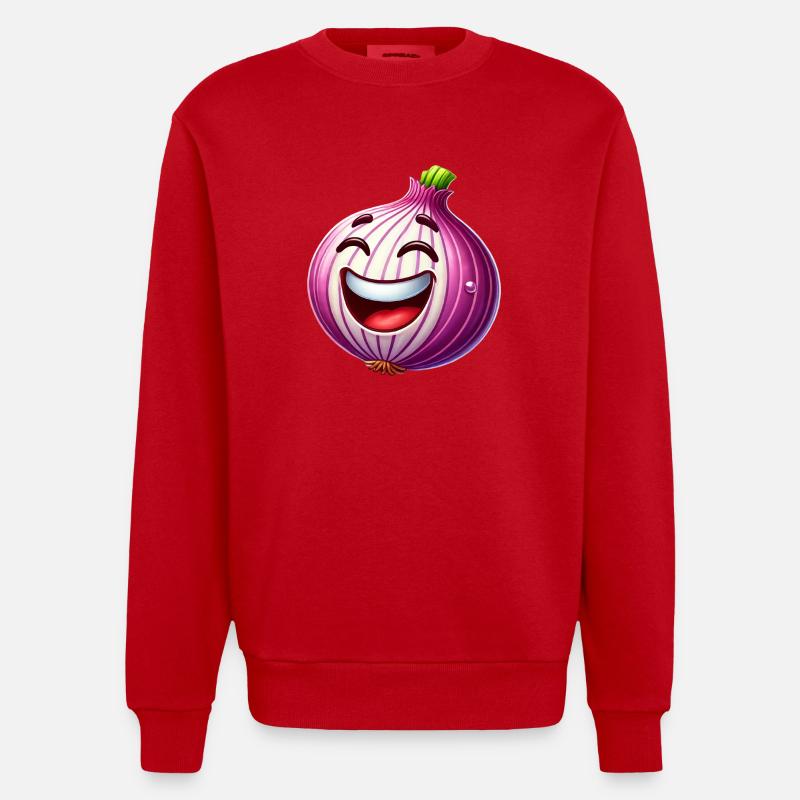 Dessin animé rieur oignon - Sweat bio épais oversize fabriqué en UE - rouge