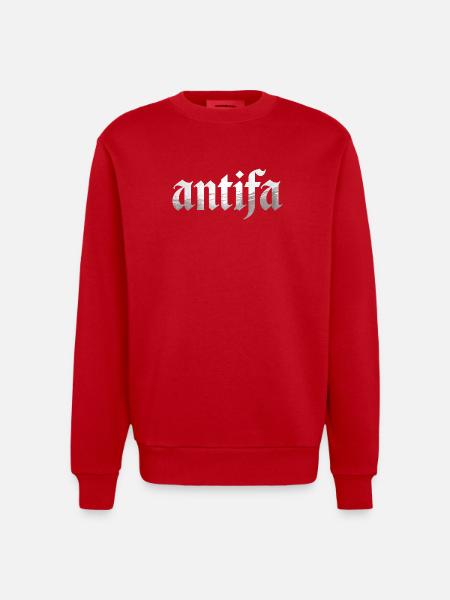 Antifa - Antifascist Merch - Heavyweight Oversized Organic Crew Neck Made in EU - red
