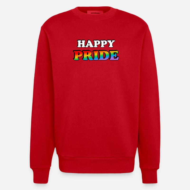 Pride Regenbogen Textdesign - Heavyweight Oversized Organic Crew Neck Made in EU - Rot