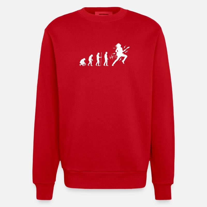 Evolution zum Rockmusiker Gitarren Design - Heavyweight Oversized Organic Crew Neck Made in EU - Rot