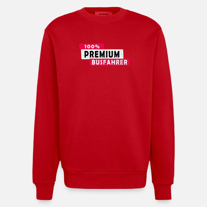 100% Premium Busfahrer Design / Geschenkidee - Heavyweight Oversized Organic Crew Neck Made in EU - Rot