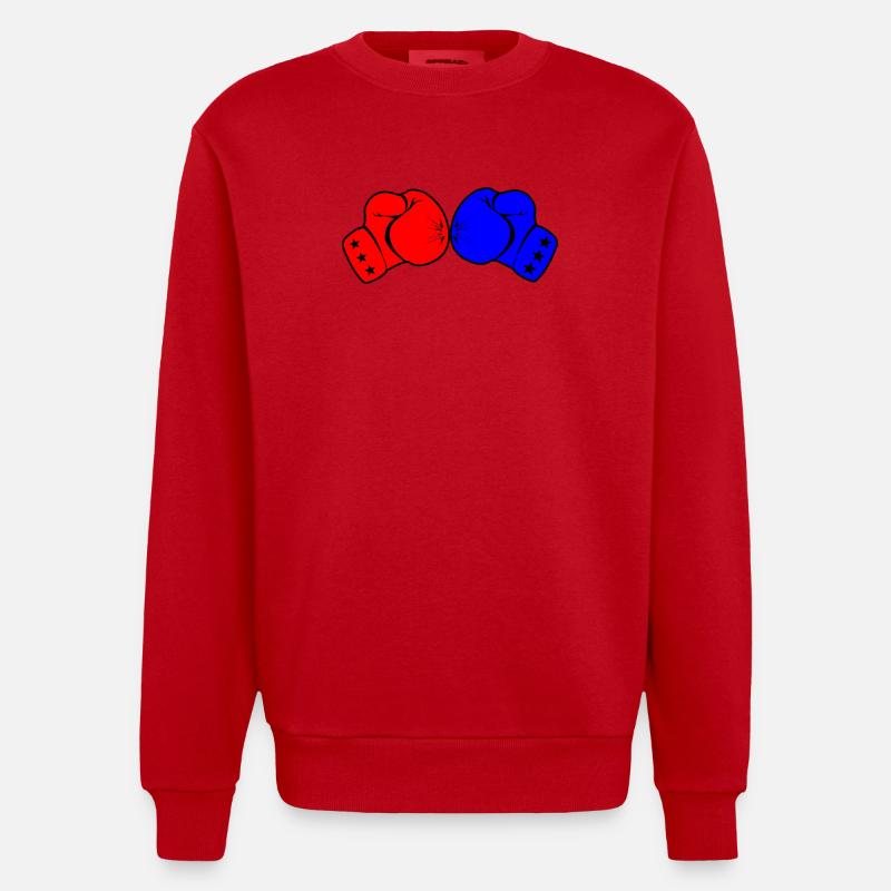 Zwei Boxhandschuhe rot und blau - Heavyweight Oversized Organic Crew Neck Made in EU - Rot