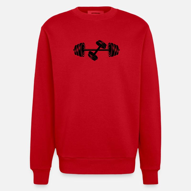 Weights dumbbell discs dumbbell 2 - Heavyweight Oversized Organic Crew Neck Made in EU - red