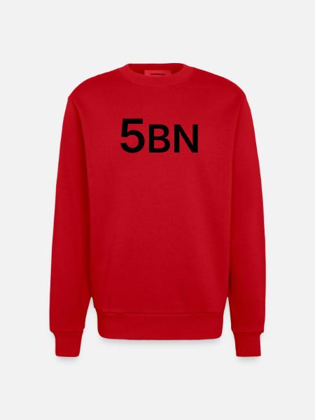 5BN lettering black - Heavyweight Oversized Organic Crew Neck Made in EU - red