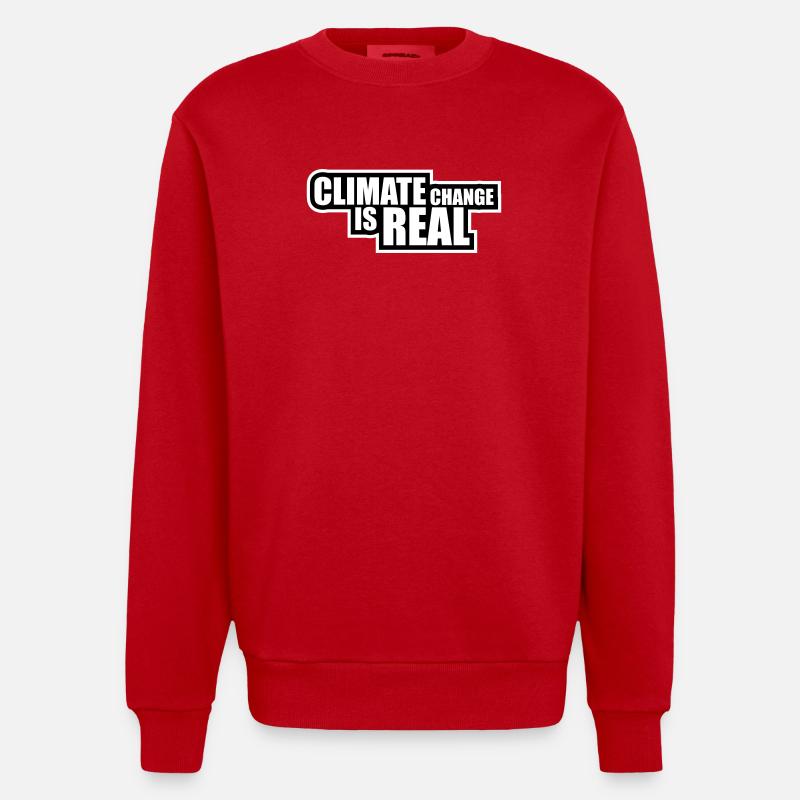 Climate Change Is Real Klimawandel Wissenschaft - Heavyweight Oversized Organic Crew Neck Made in EU - Rot