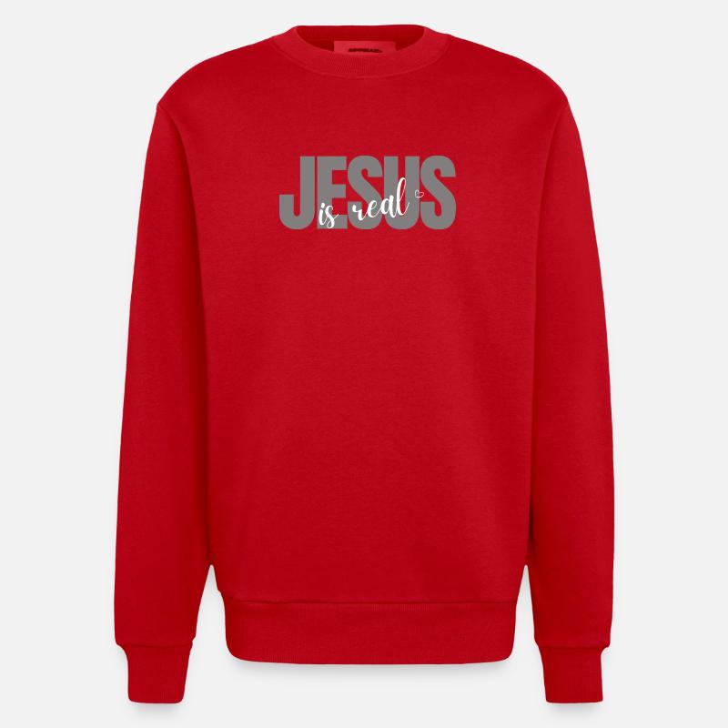 Jesus is Real - Heavyweight Oversized Organic Crew Neck Made in EU - Rot