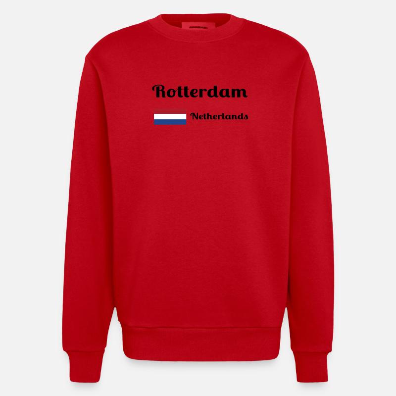 Rotterdam Pays-Bas - Imprimés élégants - Sweat bio épais oversize fabriqué en UE - rouge