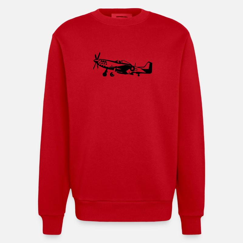 P-51 - Sweat bio épais oversize fabriqué en UE - rouge