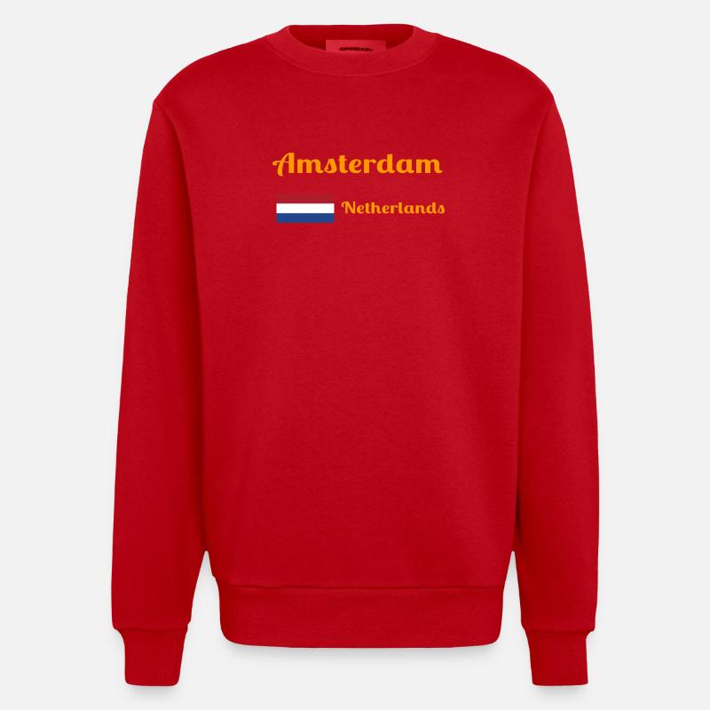 Amsterdam, Pays-Bas - Imprimés élégants - Sweat bio épais oversize fabriqué en UE - rouge