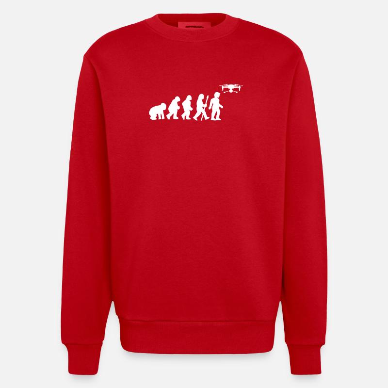 Drohnenpilot Evolution Quadrocopter - Heavyweight Oversized Organic Crew Neck Made in EU - Rot