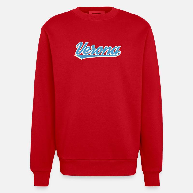 Logo Vérone Blue Script - Sweat bio épais oversize fabriqué en UE - rouge