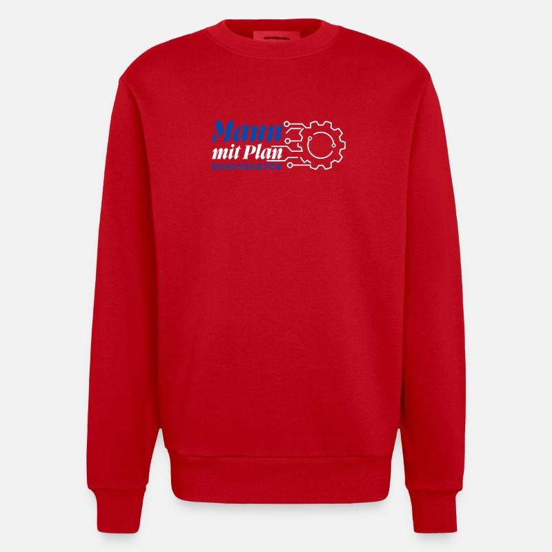 Mann mit Plan - Konstruktör, Konstrukteur - Heavyweight Oversized Organic Crew Neck Made in EU - Rot