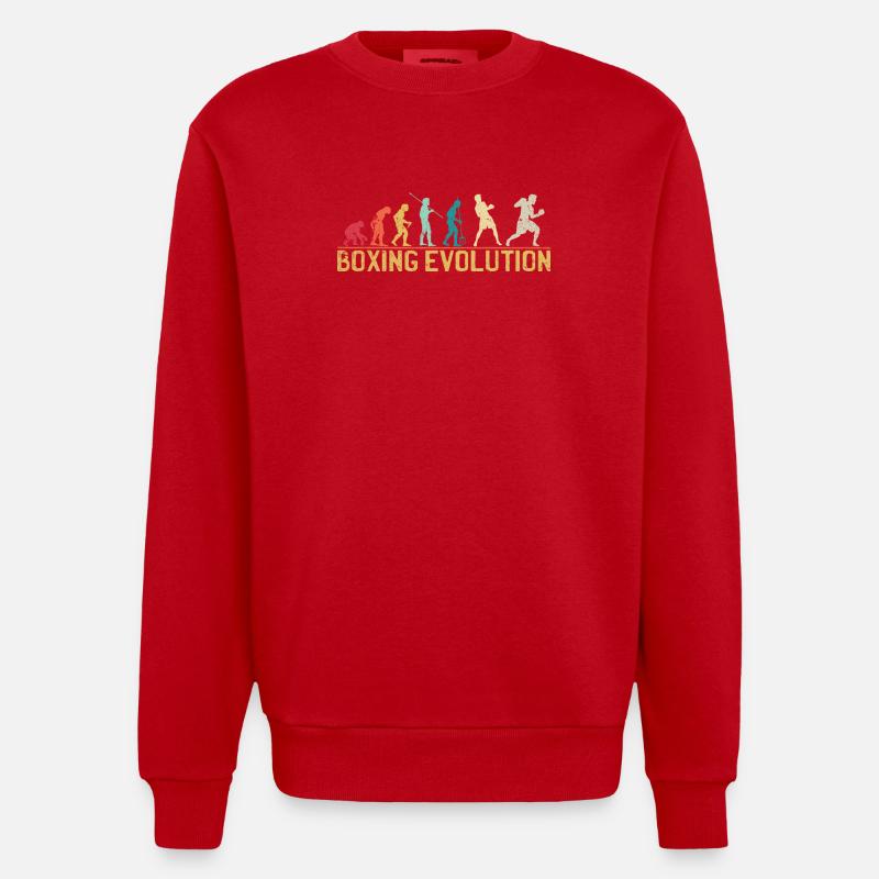 Boxing Evolution Progression Design - Heavyweight Oversized Organic Crew Neck Made in EU - red